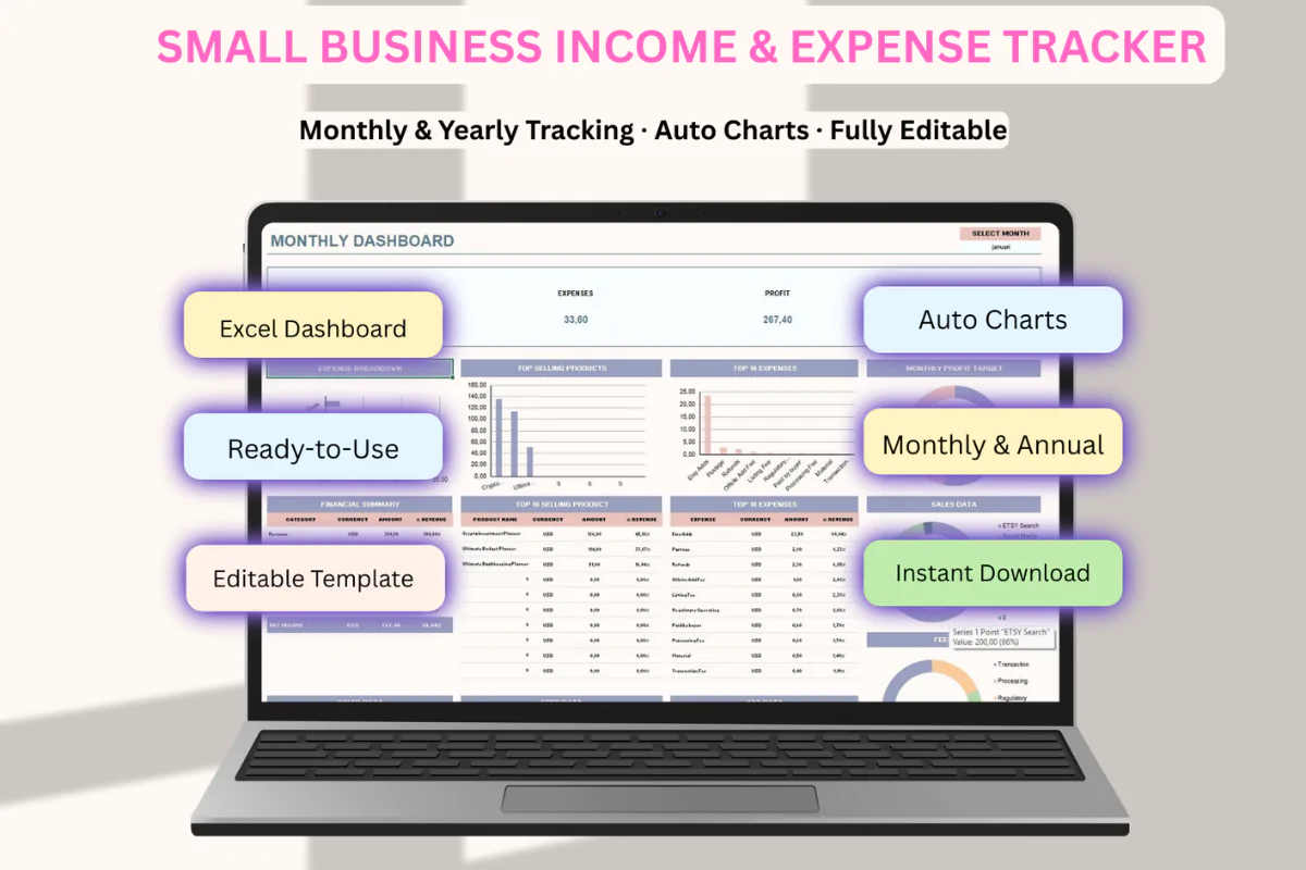 Small Business Finance Tracker Excel — Budget + Profit + Cash