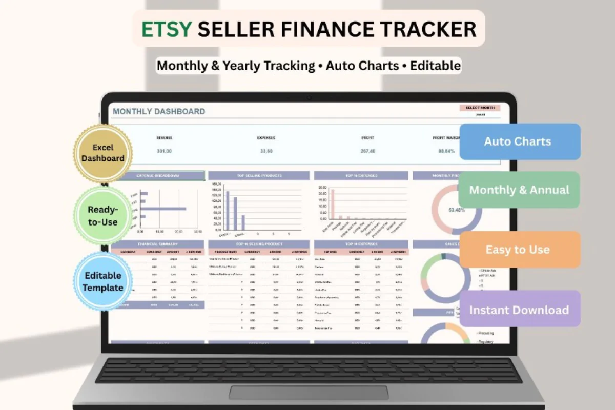 Etsy Seller Spreadsheet — Profit, Fees & Tax Tracker Excel